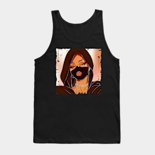 Badass Diva Masked Makeup Glossy Sparkle Tank Top